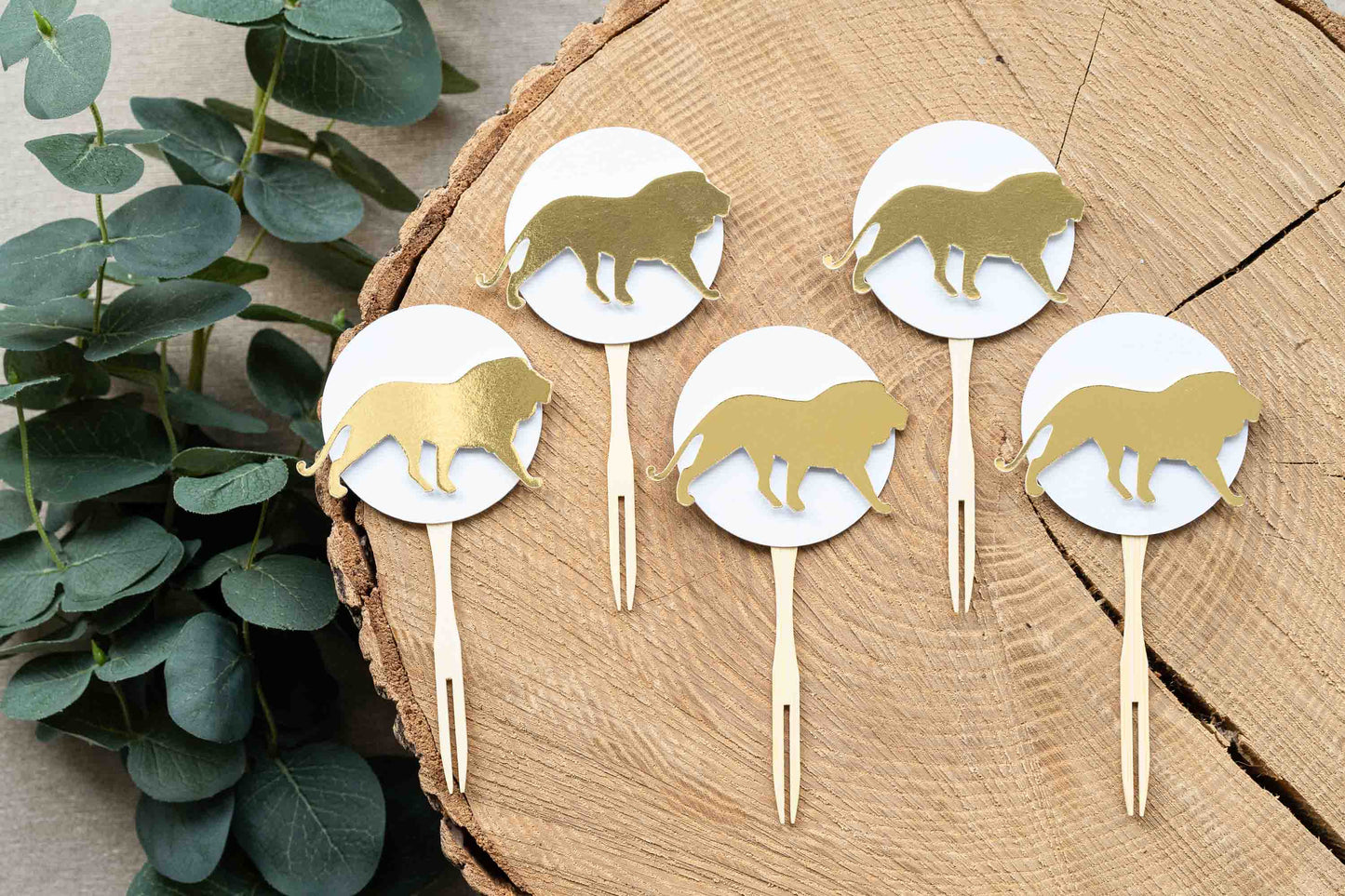 Lion Gold and Green Cupcake Toppers