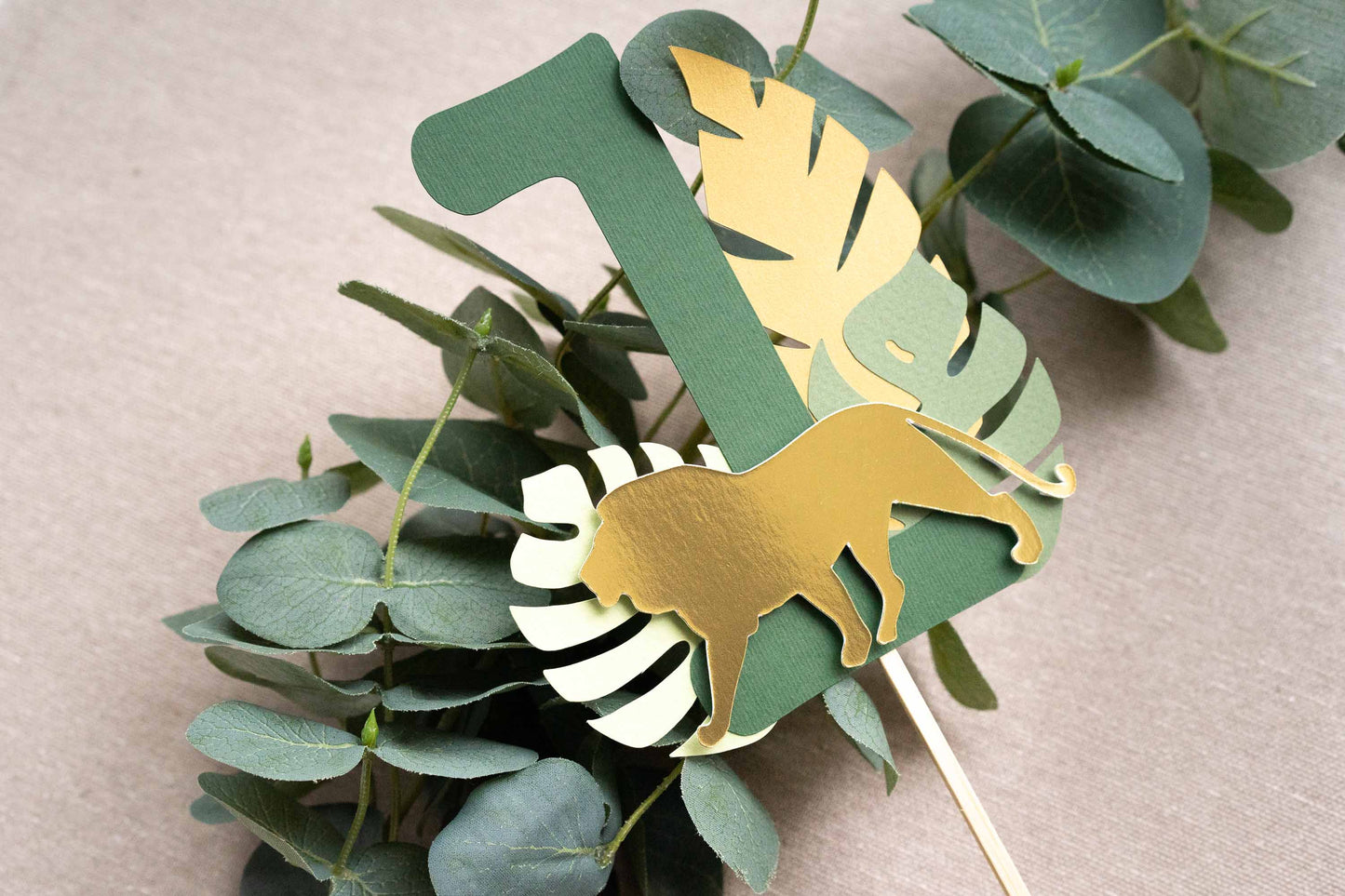 Lion Gold and Green Cake Topper