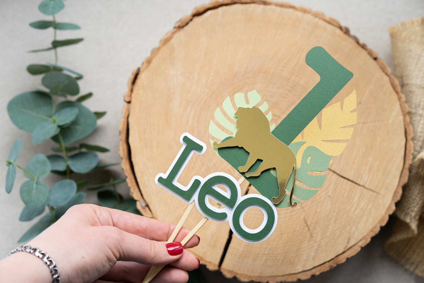 Lion Gold and Green Cake Topper