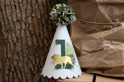 Lion Gold and Green Party Paper Hat