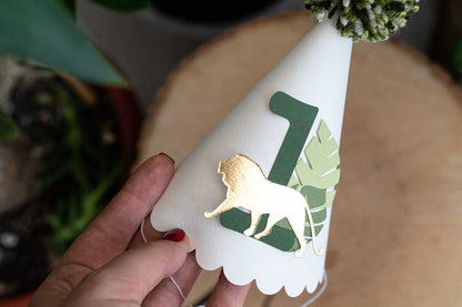 Lion Gold and Green Party Paper Hat