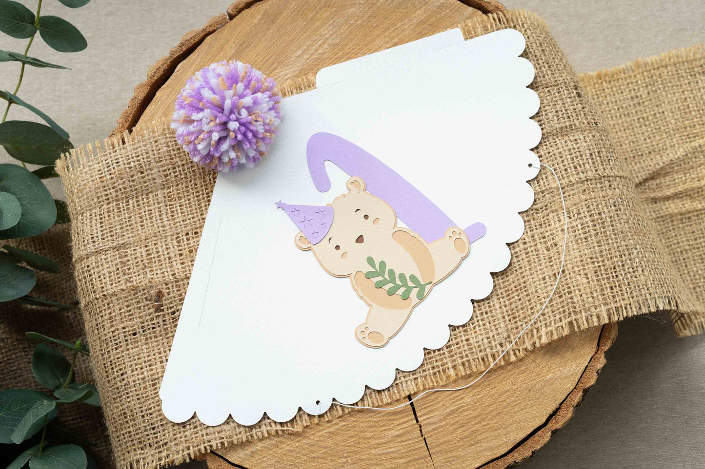 Teddy Bear Violet Party Paper Hat