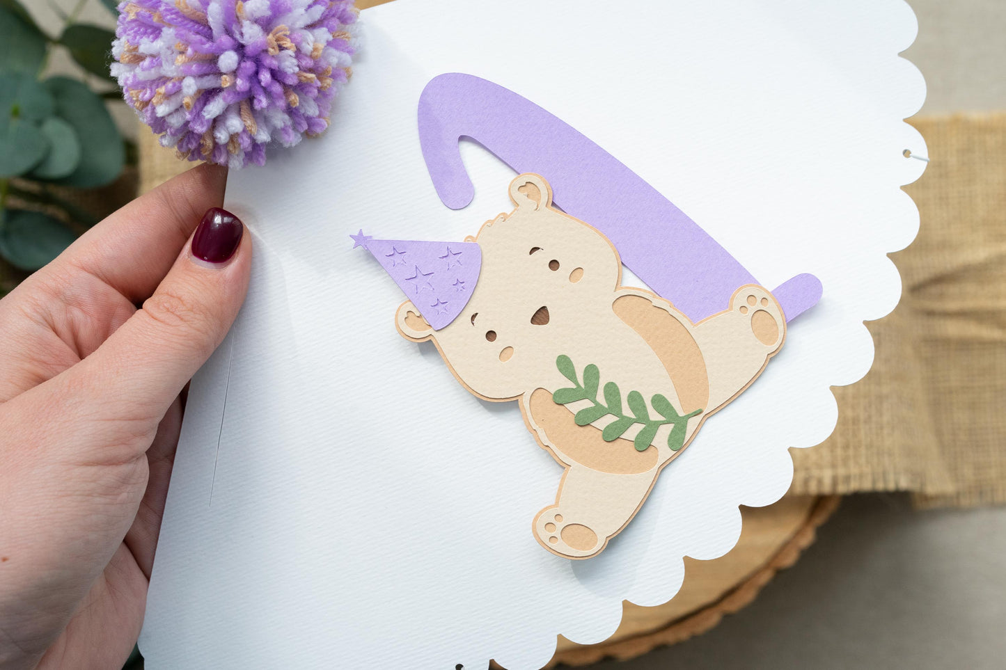Teddy Bear Violet Party Paper Hat