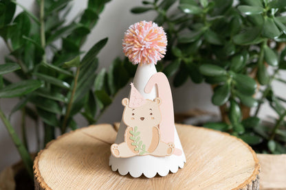 Teddy Bear Blush Pink Party Paper Hat