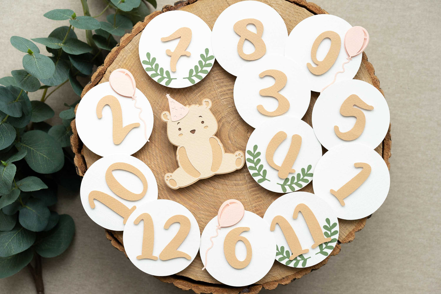 Teddy Bear Blush Pink Monthly Photo Banner