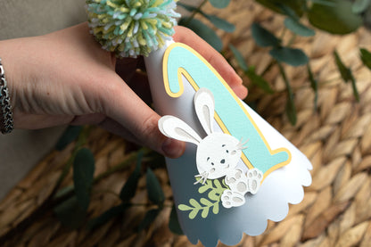 Bunny Turquoise Party Paper Hat
