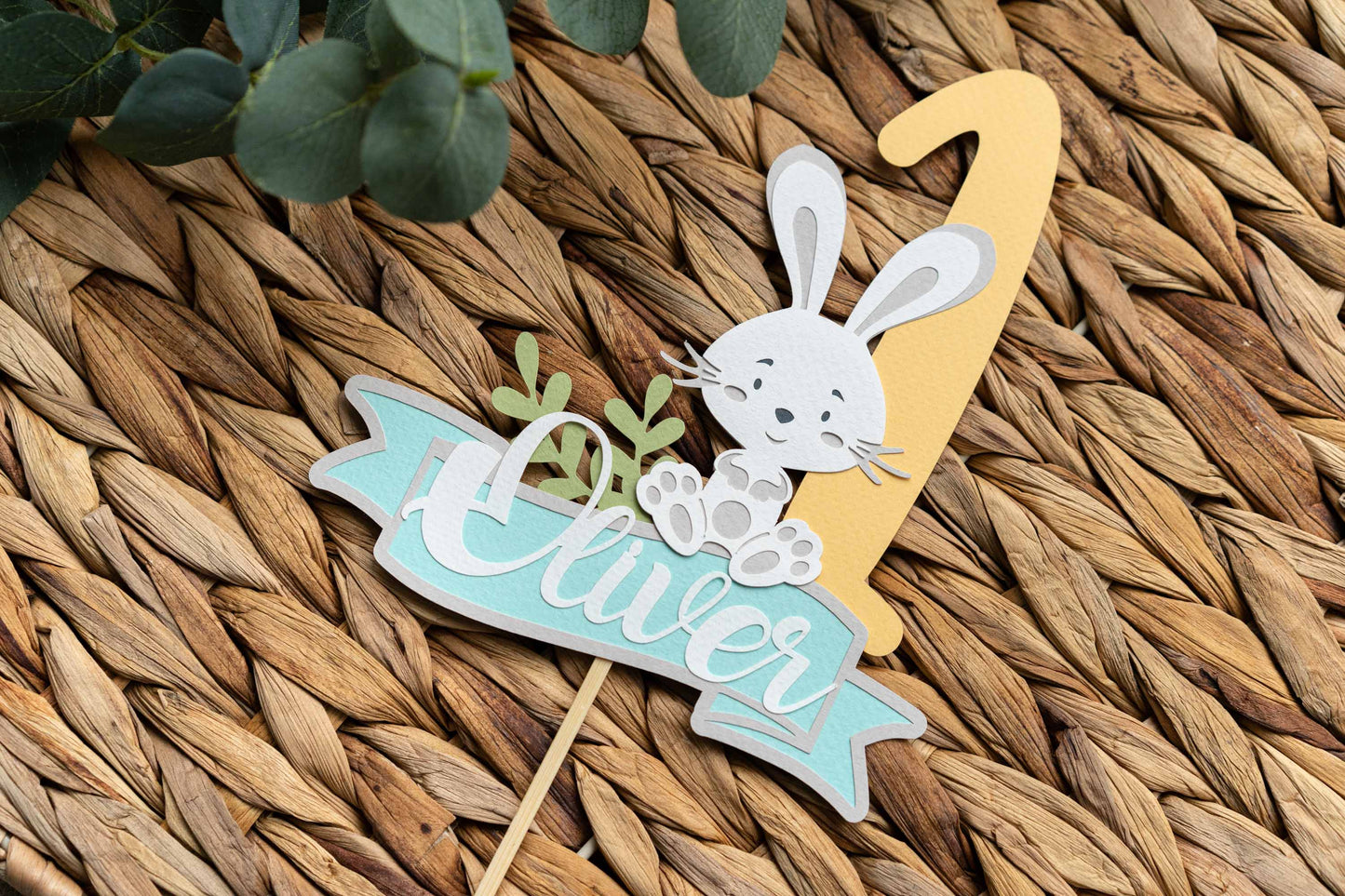 Bunny Turquoise Cake Topper