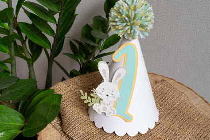 Bunny Turquoise Party Paper Hat