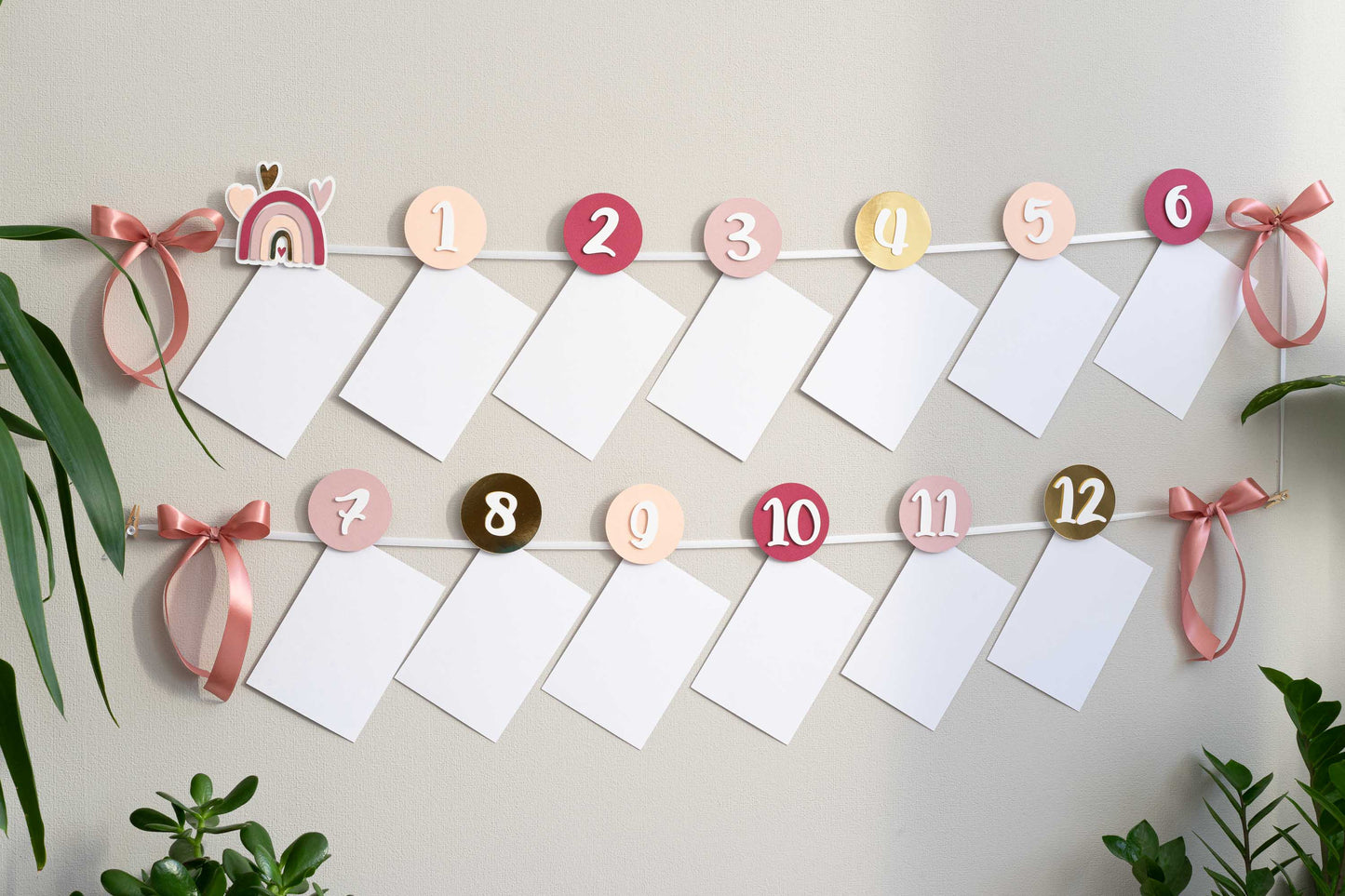 Rainbow Rose Gold and Berry High Chair Banner with Custom Age