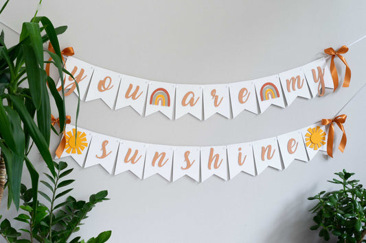 Rainbow and Sunshine Party Banner with Rainbow