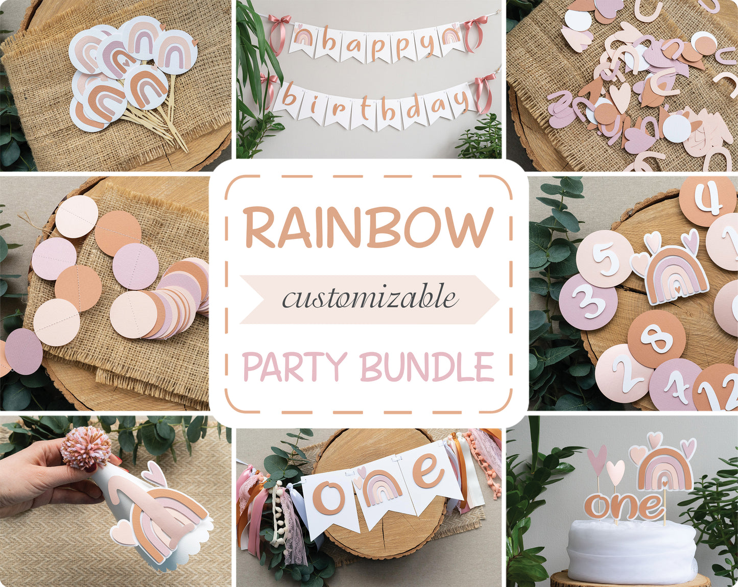 Boho Rainbow Rose Gold Party Bundle